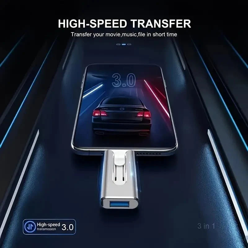 128GB 4-in-1 OTG Flash Drive – Backup, Transfer & Storage for All Devices