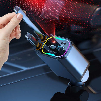 120W 4 in 1 Fast Retractable Car Charger