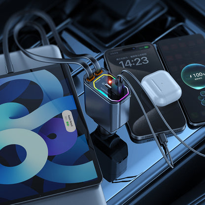 120W 4 in 1 Fast Retractable Car Charger